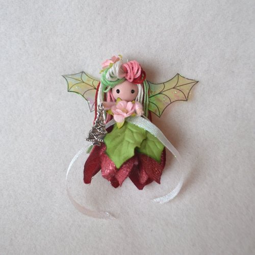 Pink and Green Christmas Fairy Doll