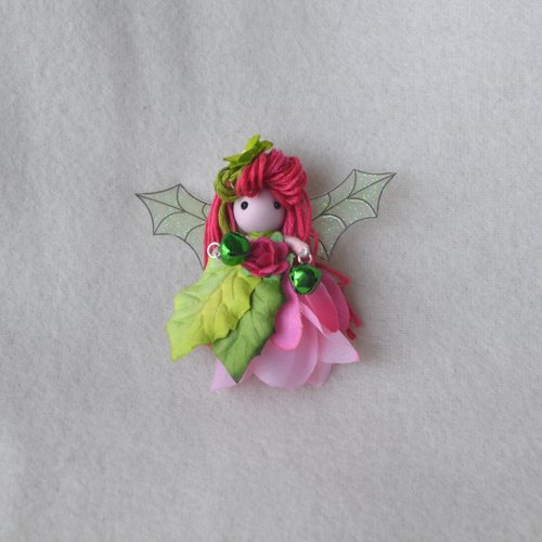 Pink Christmas fairy doll ornament