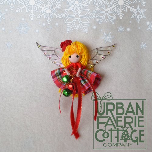 Red Plaid Christmas Fairy Ornament