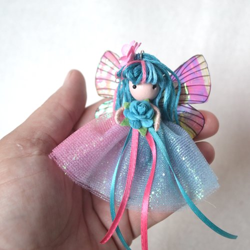 Pink and Teal Pastel fairy doll