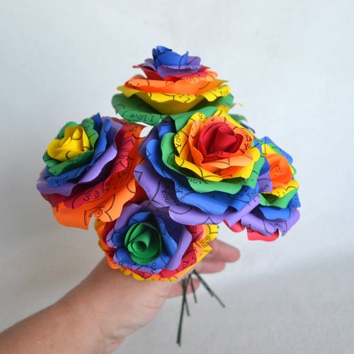 Rainbow Paper Rose Bouquet