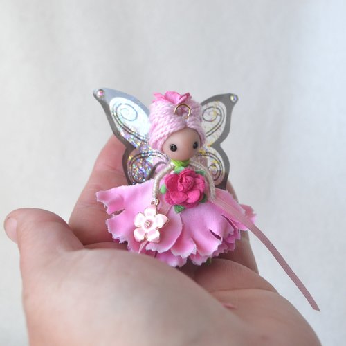 Pink Carnation Flower fairy Doll