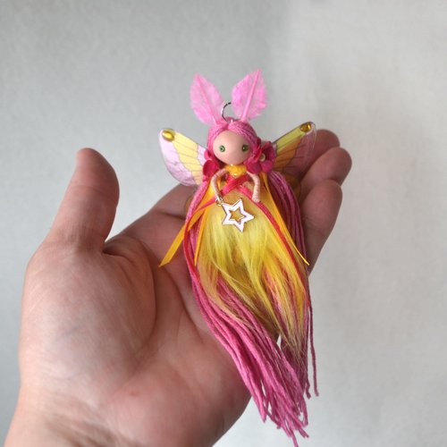 Pink Rosy Maple Moth fairy doll