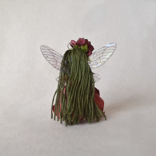 3" Burgundy Christmas flower Fairy Doll