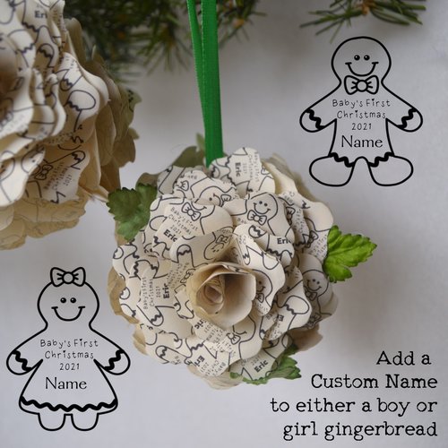 Custom paper rose Ball Christmas Tree ornament