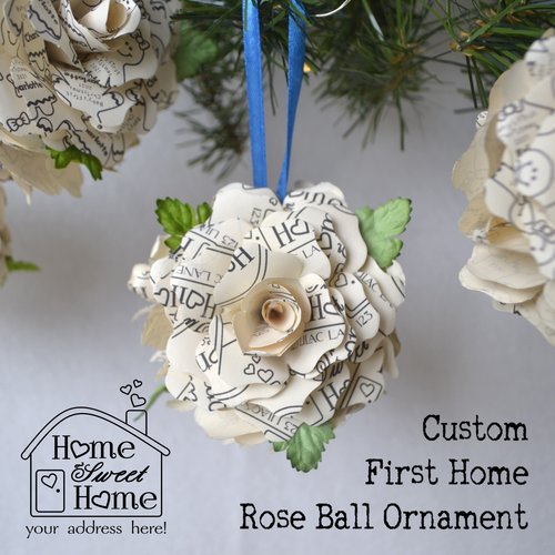 Custom paper rose Ball Christmas Tree ornament