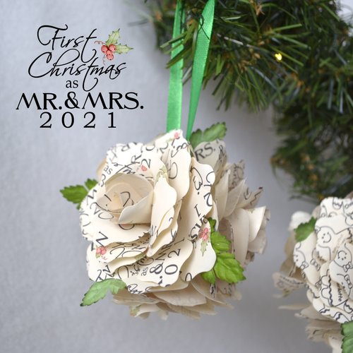 Custom paper rose Ball Christmas Tree ornament