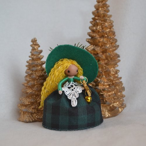 Green Buffalo Plaid Christmas Witch doll