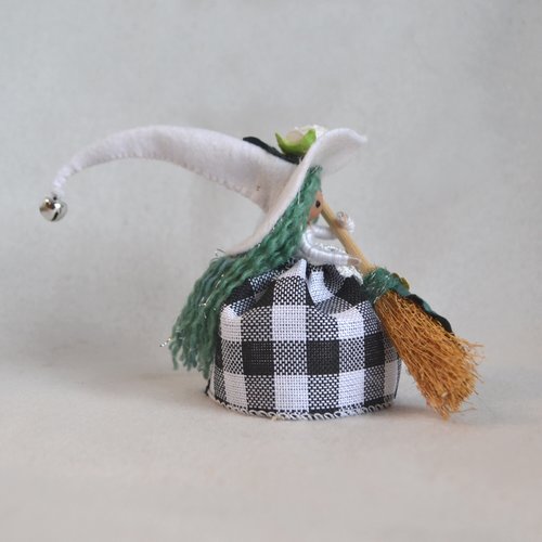 White Buffalo Plaid Wee Kitchen Witch