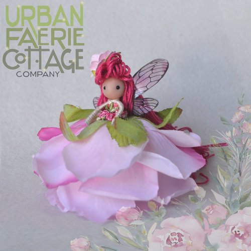 Dark Pink Rose fairy doll ornament