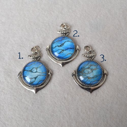 Anchor pendant - Blue Kelpie Faux Stone