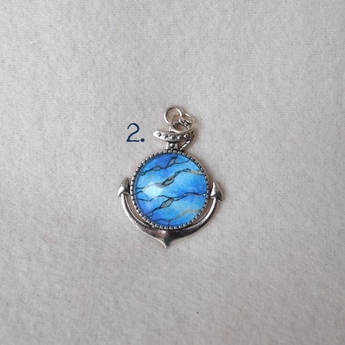Anchor pendant - Blue Kelpie Faux Stone