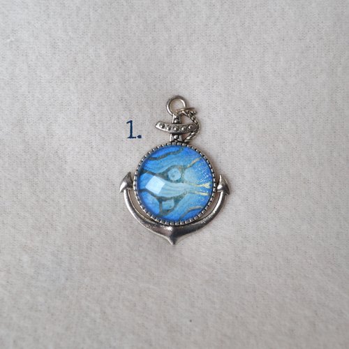 Anchor pendant - Blue Kelpie Faux Stone