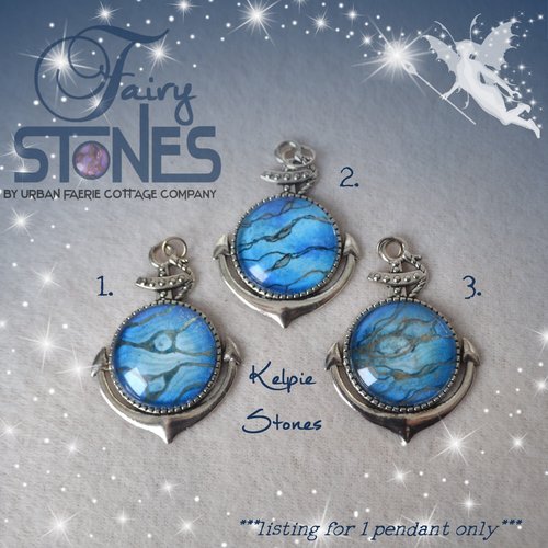 Anchor pendant - Blue Kelpie Faux Stone