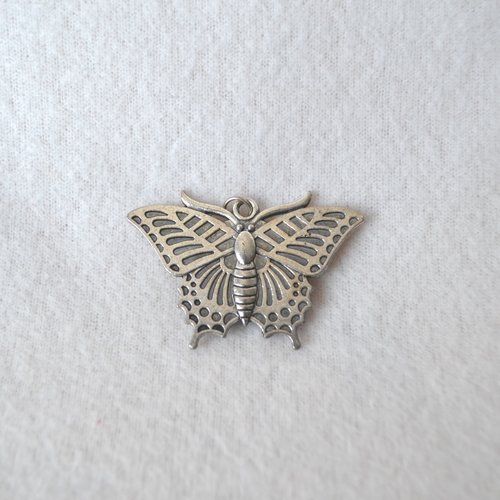 Butterfly pendant - Zebra, Green and pastel Rainbow Faux stones