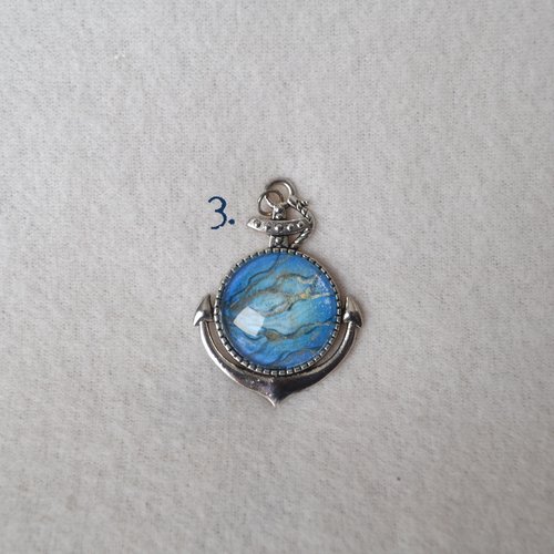 Anchor pendant - Blue Kelpie Faux Stone