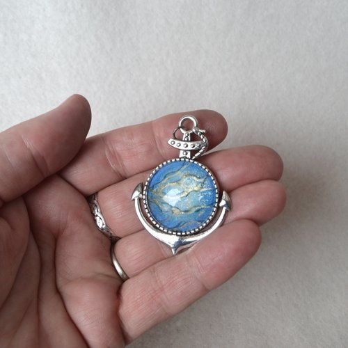 Anchor pendant - Blue Kelpie Faux Stone