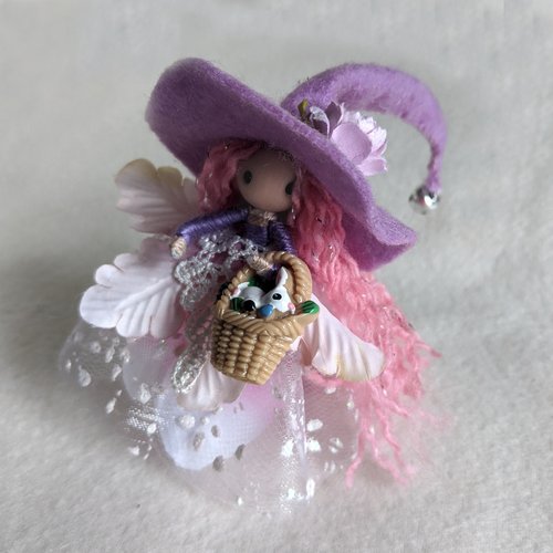 Mini Purple flower fairy witch doll