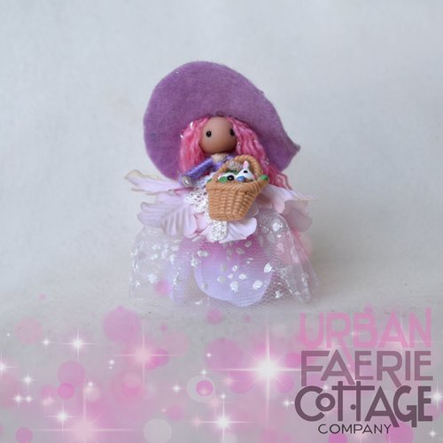 Mini Purple flower fairy witch doll