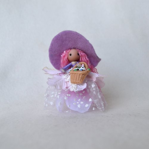 Mini Purple flower fairy witch doll