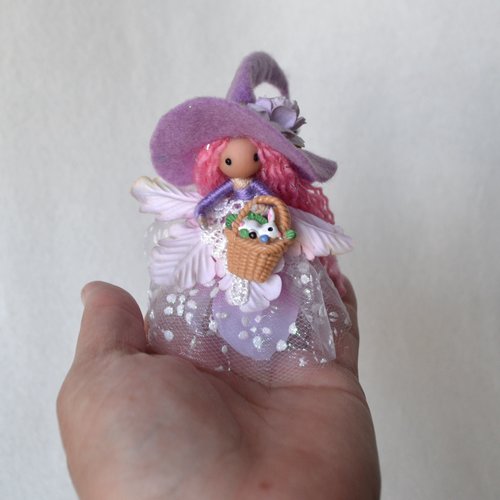 Mini Purple flower fairy witch doll