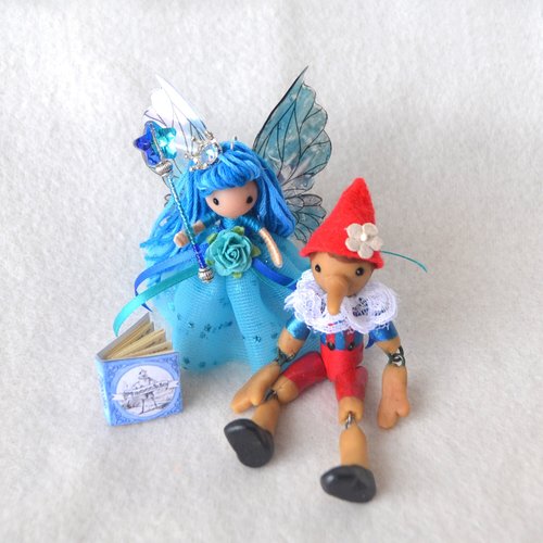 Pinocchio and Blue fairy doll set