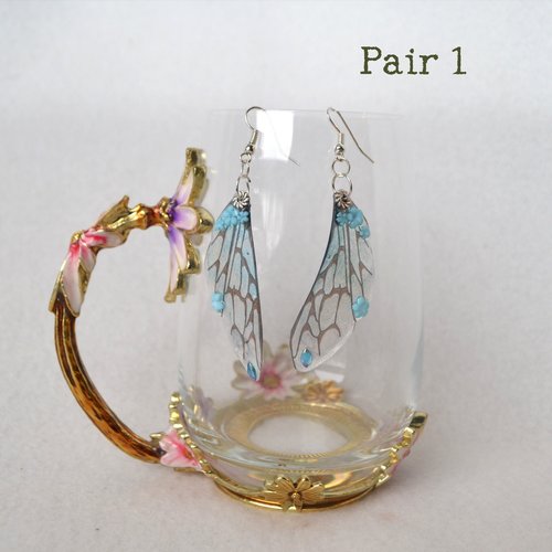 Blue Fairy wing earrings