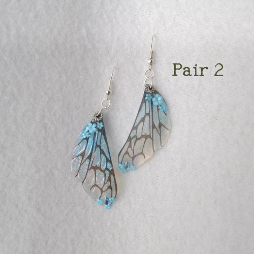 Blue Fairy wing earrings