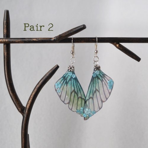 Teal Fairy wing earrings