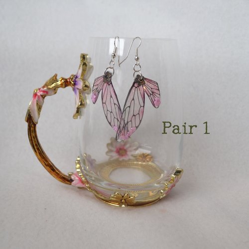 Pink Fairy wing earrings