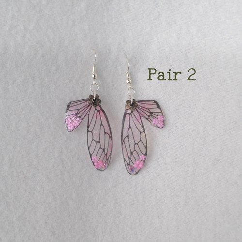 Pink Fairy wing earrings