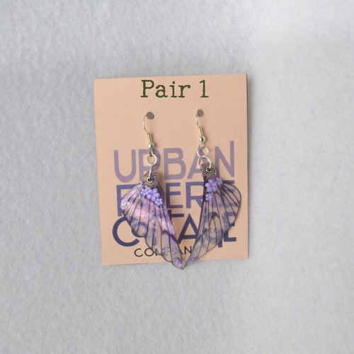 Purple Fairy wing earrings