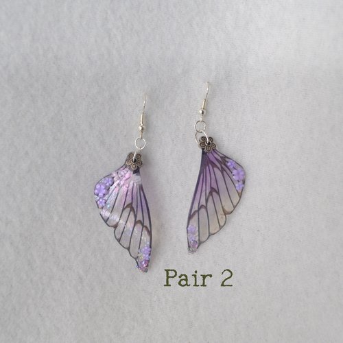 Purple Fairy wing earrings