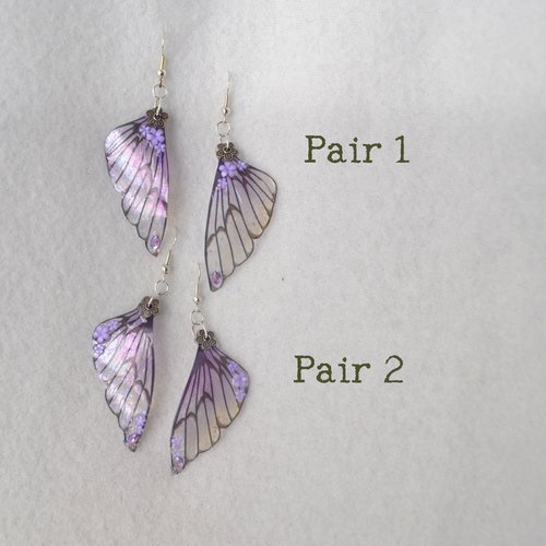 Purple Fairy wing earrings