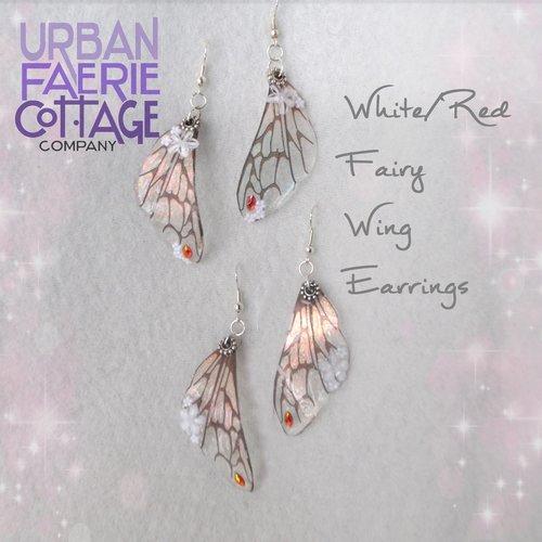White Fairy wing earrings