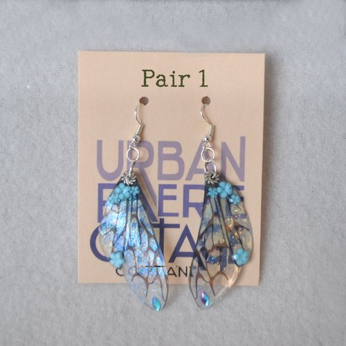Blue Fairy wing earrings