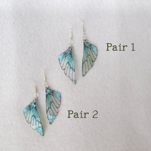 Teal Fairy wing earrings