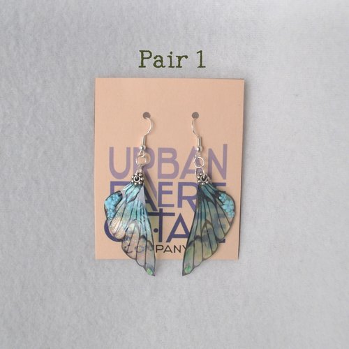 Teal Fairy wing earrings