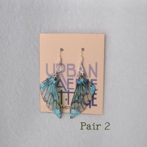 Teal Fairy wing earrings