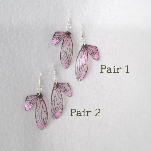 Pink Fairy wing earrings