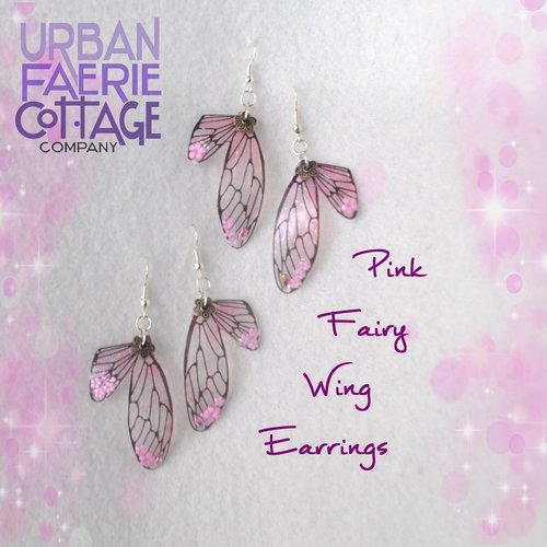 Pink Fairy wing earrings