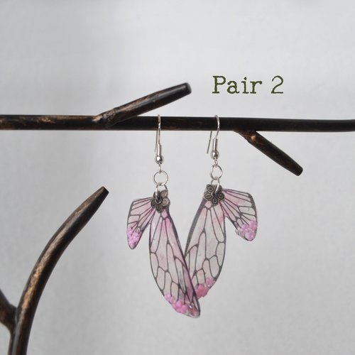 Pink Fairy wing earrings