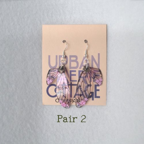 Pink Fairy wing earrings