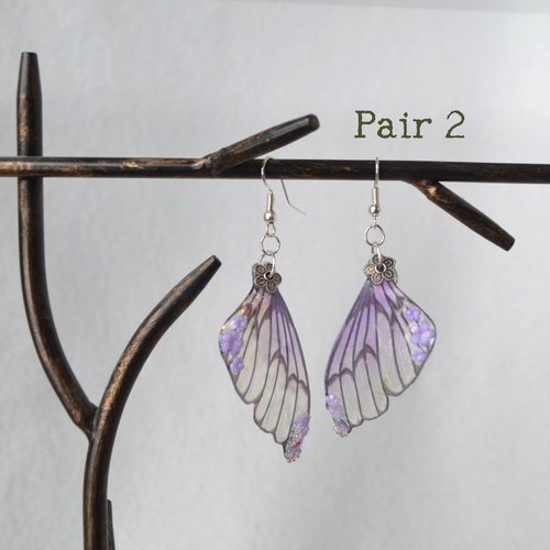 Purple Fairy wing earrings