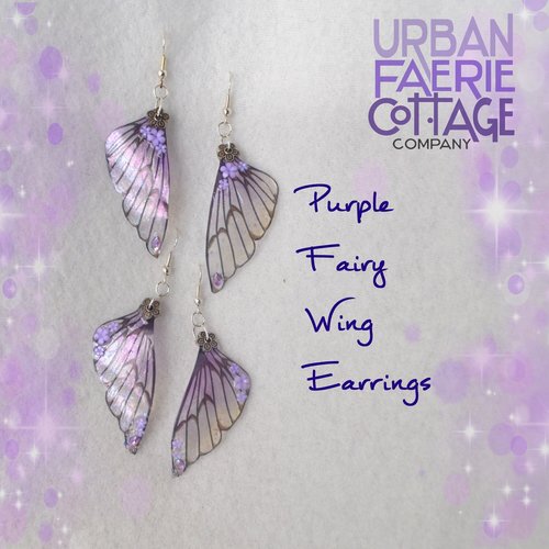Purple Fairy wing earrings