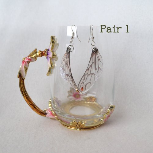 White Fairy wing earrings