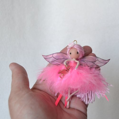 Pink flamingo fairy doll