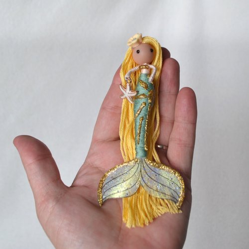 Golden mermaid doll, fairy doll