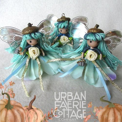 Teal Autumn Fall Fairy ornament