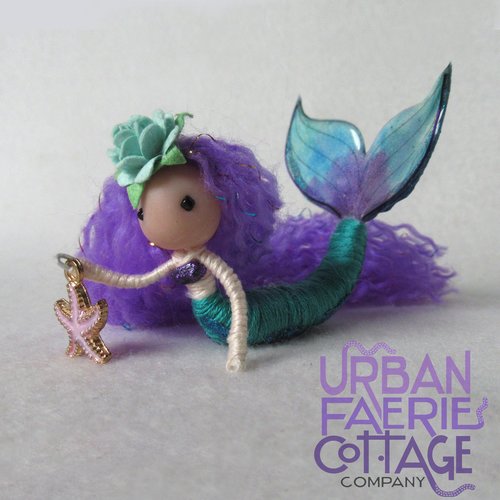 Purple mermaid doll ornament